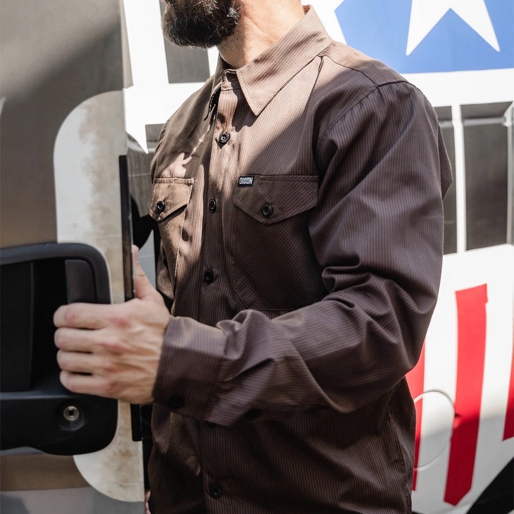DIXXON WORKFORCE LONG SLEEVE WORK SHIRT - BROWN & BLACK